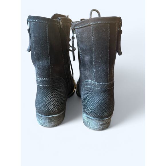 NEW ROAN Affair P Suede Leather Lace-up Combat Moto Boots Gray size 6 Edgy Boho - Picture 9 of 9